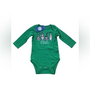 Life is Good NWT Size 6-12 Months Long Sleeve Crusher Bodysuit Holiday Gnomes